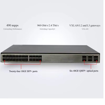 HUAWEI المفتاح الثابت S6730-S24X6Q 24 منافذ 10GE SFP + ، 6 منافذ 40GE QSFP 10 Gigabit 1U Stock AC 600w:max 8A DC