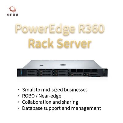 PowerEdge R360 1U Rack Server مع سلسلة Intel Xeon 6300 ، و 128 GB ذاكرة DDR5 ، ودعم GPU