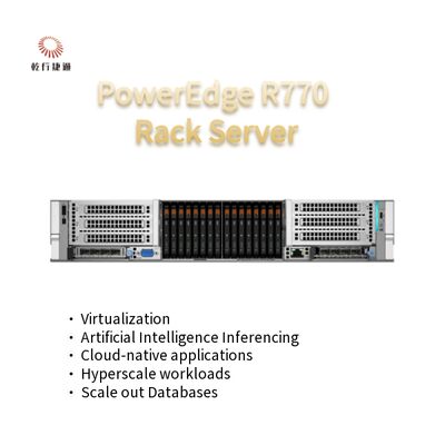 خادم رف PowerEdge R770 ثنائي المقبس 2U بمعالجات Intel Xeon 6