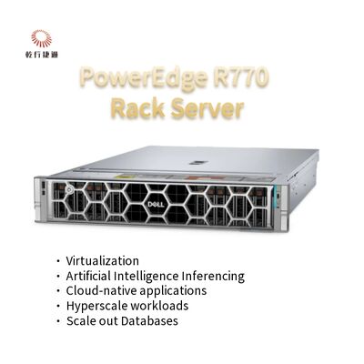 خادم رف PowerEdge R770 ثنائي المقبس 2U بمعالجات Intel Xeon 6