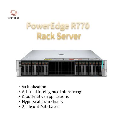 خادم رف PowerEdge R770 ثنائي المقبس 2U بمعالجات Intel Xeon 6