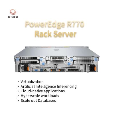 خادم رف PowerEdge R770 ثنائي المقبس 2U بمعالجات Intel Xeon 6
