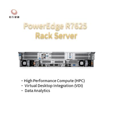 2U Two Socket PowerEdge R7625 Rack Server الجيل الرابع AMD EPYCTM معالجات تصل إلى 8x PCIe Gen5 فتحات 12 X 2.5 "SATA/SAS SSDs